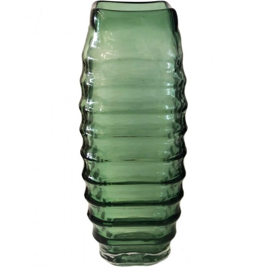 Vaso 28,5cm Por 10,5cm Vidro Verde